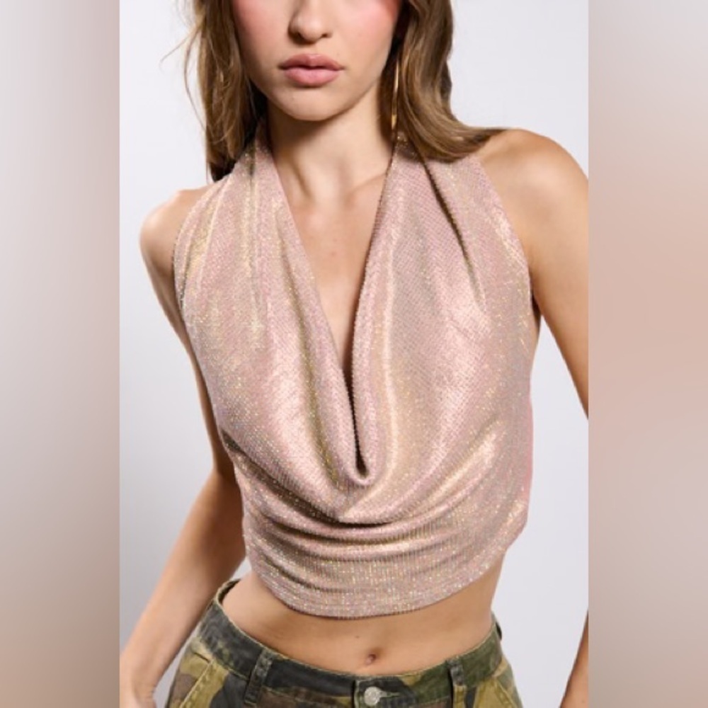 New SHEIN Glittery Pink Top